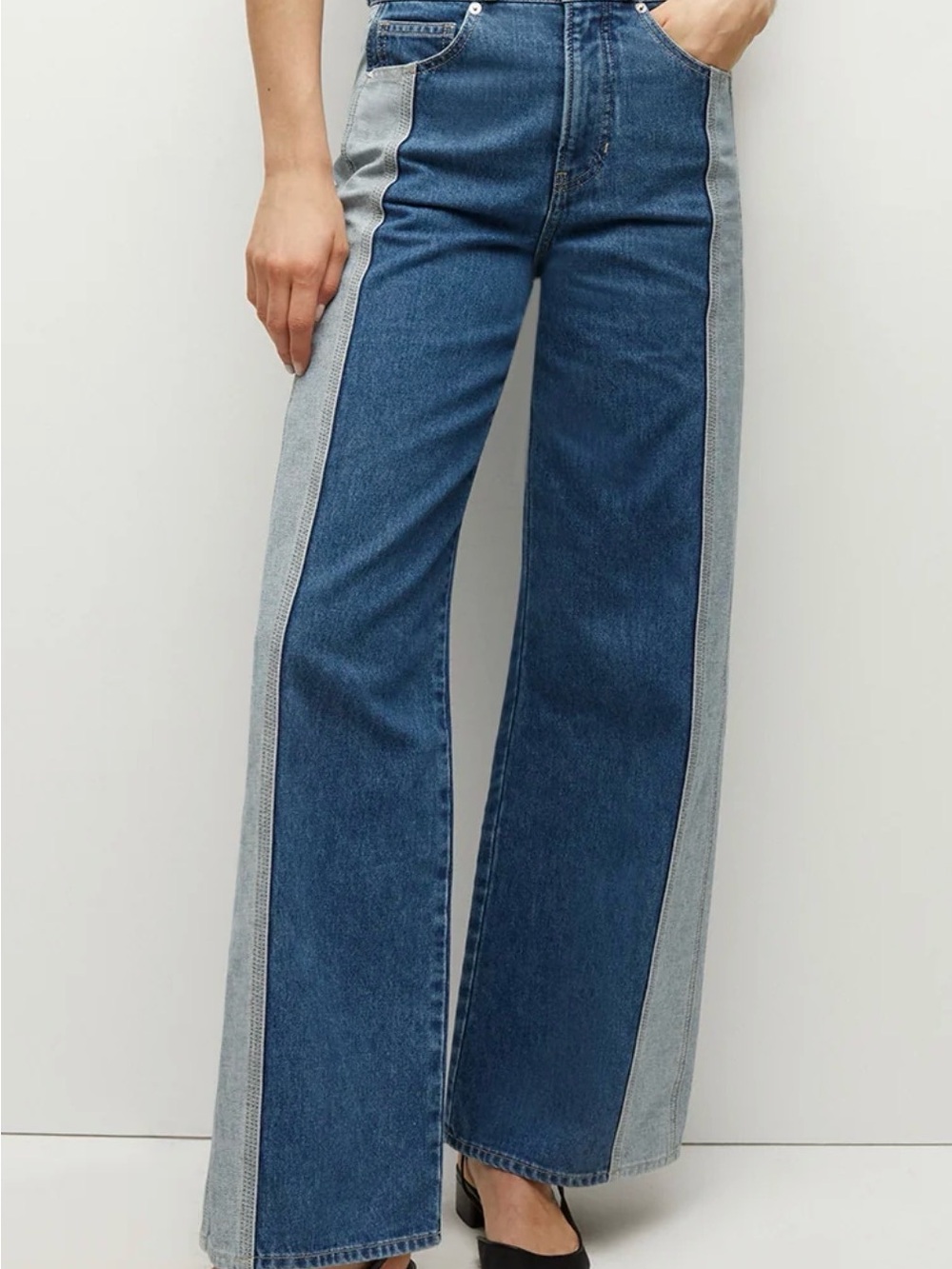 VERONICA BEARD Wide Leg Two-Tone Blue Women's Jeans